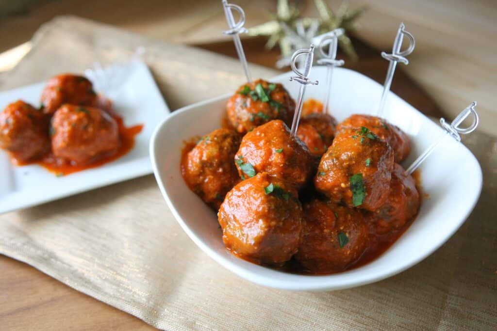 Roasted Red Pepper Bison Meatballs